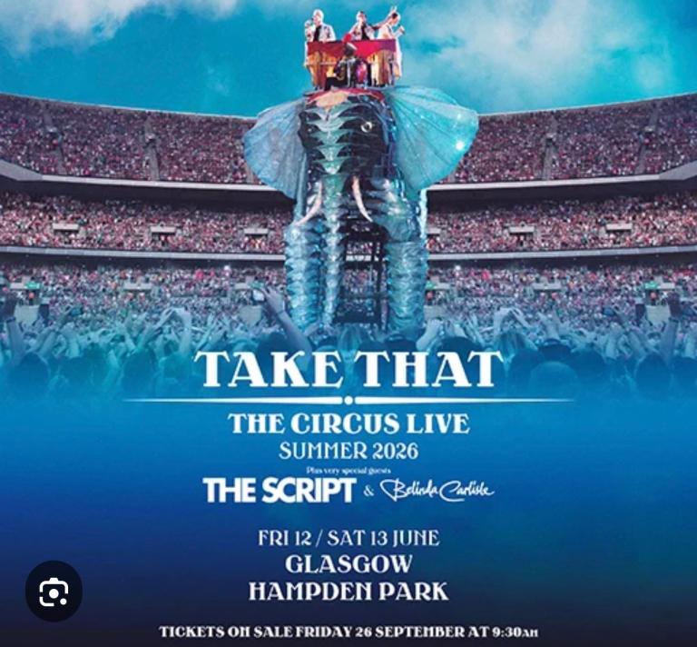 Take That Glasgow standing Saturday