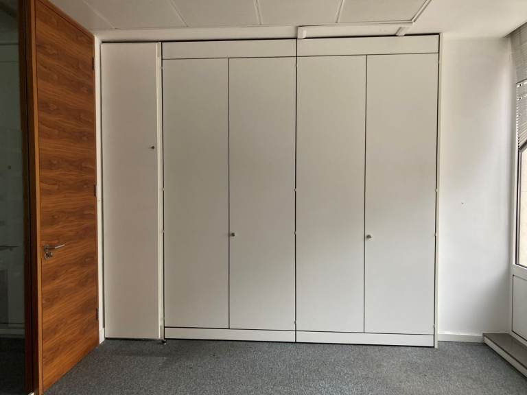 Lockable 4 door white office tall double cupboards storage unit filing