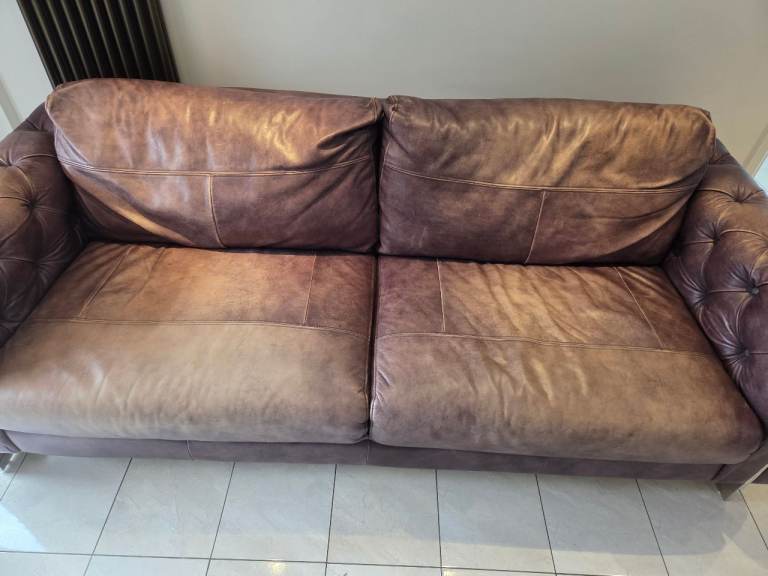 Brown leather sofa