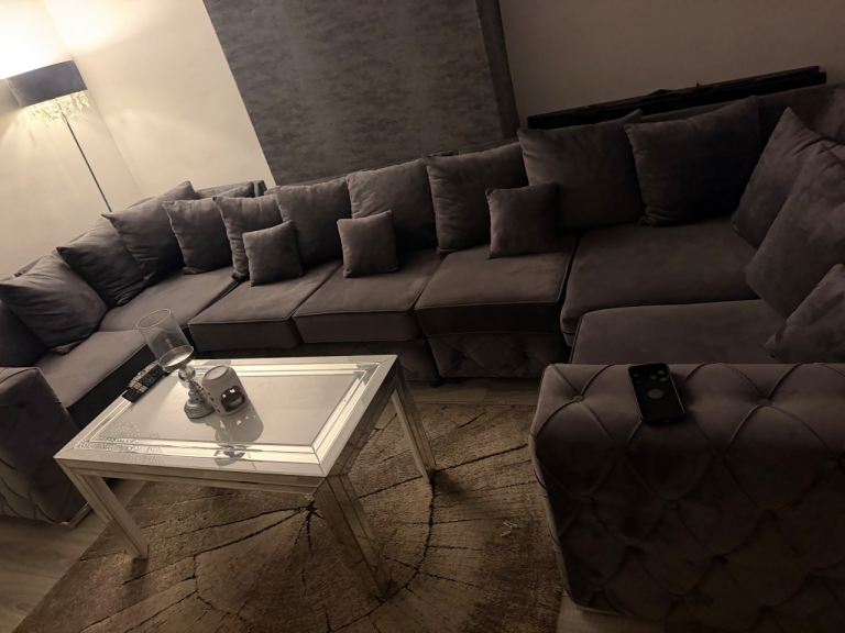 Large Grey Corner Sofa with - Good Condition