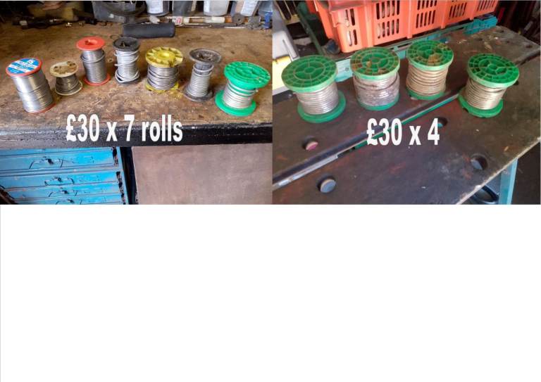 Solder Wire Rolls - Various Sizes, prices in picture