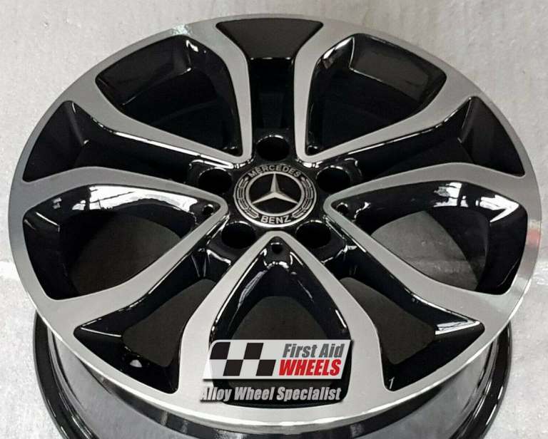R501DCB Swap MERCEDES C CLASS W205 4x 17'' GENUINE GLOSS BLACK DIAMOND CUT ALLOY WHEELS