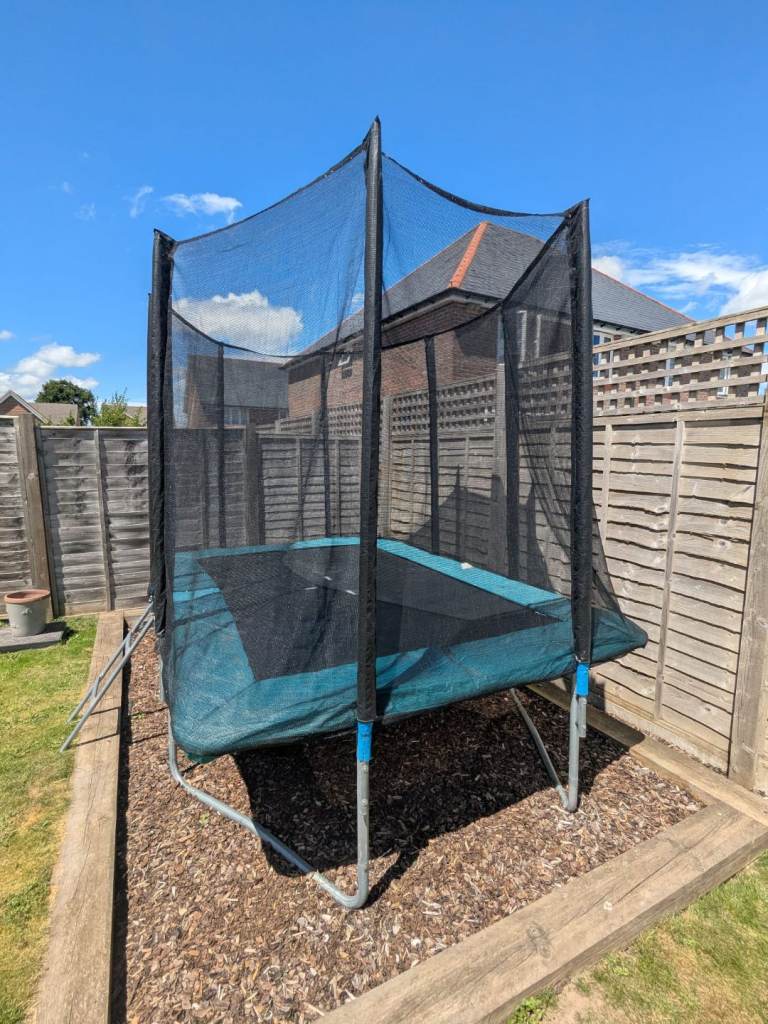 Kanga Blue 7x10ft Rectangular Trampoline – Good Condition – Cover, Ladder & Instructions Included
