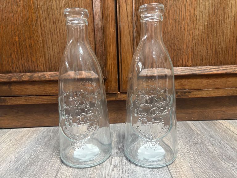 Pair of Vintage Style Glass Drinks Bottles