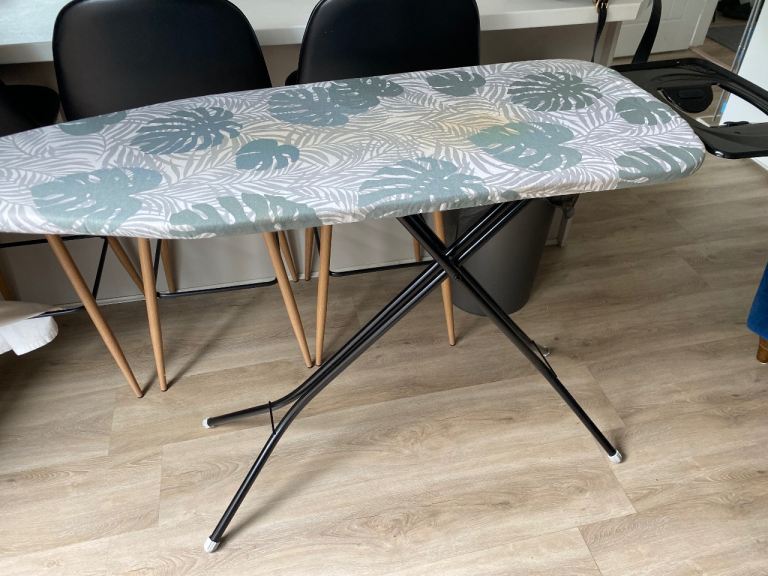 Ironing Board with Leaf Print Cover – Good Condition