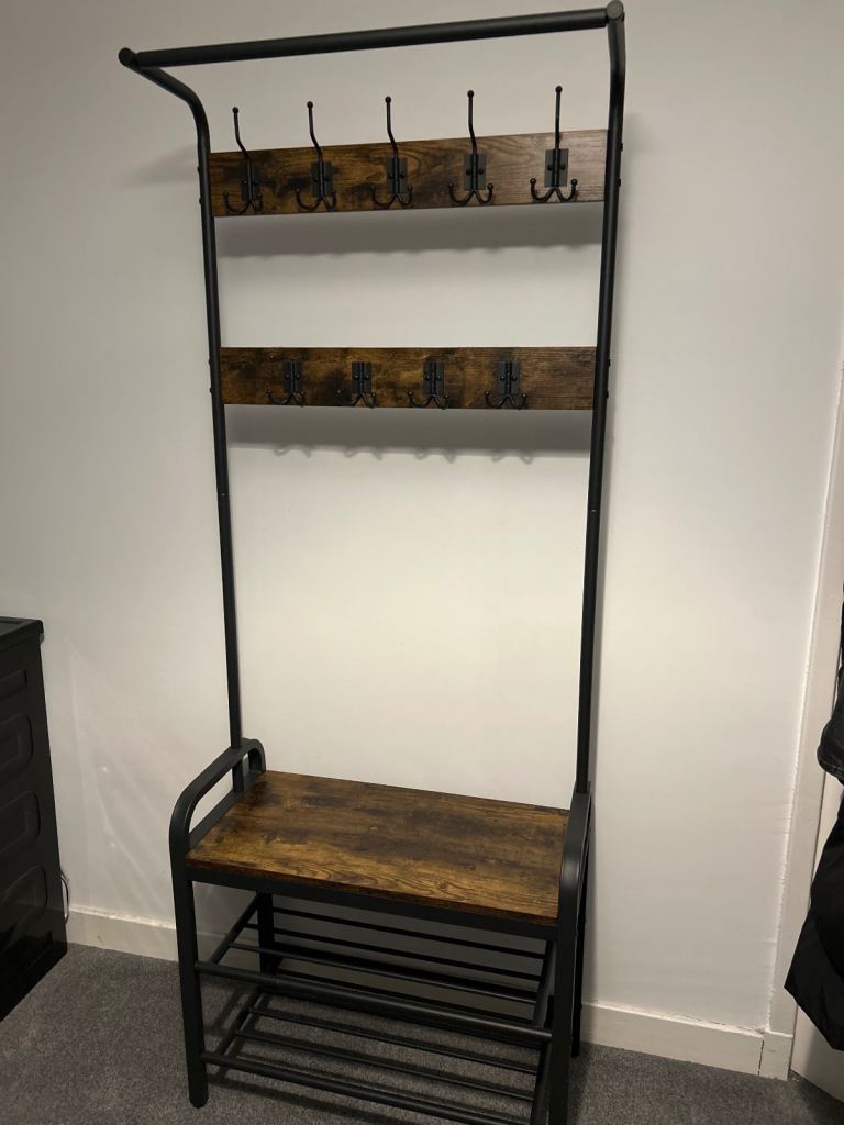Free Dark Brown Wooden Coat and shoe Rack