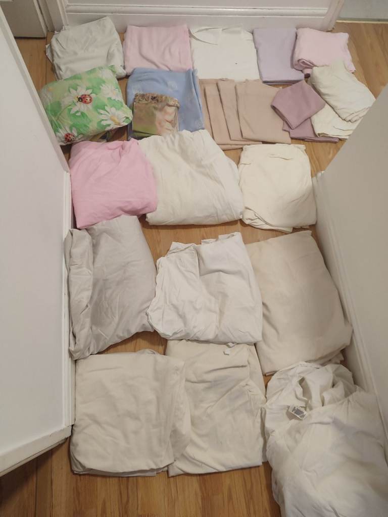 Large Bundle of Good Condition Cotton Bedding - Multicoloured