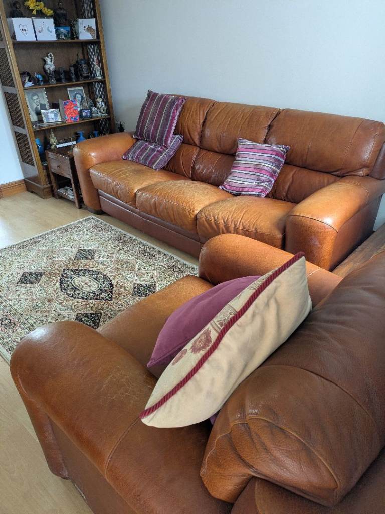 Leather Sofa and Armchair - good condition 