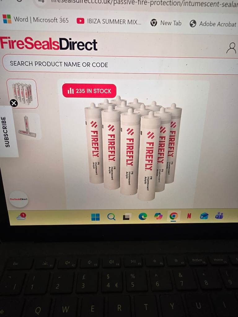 FIREFLY Intumescent Sealant Tubes – New, White