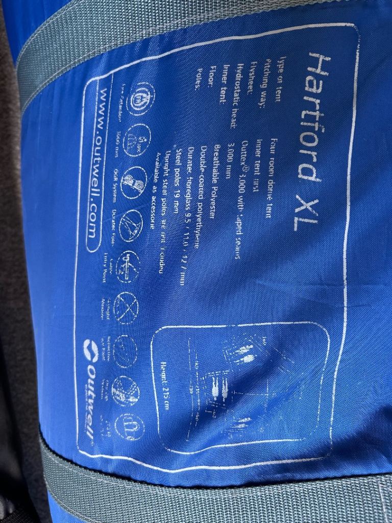 Outwell Hartford XL Family Tent - Fair Condition, Blue