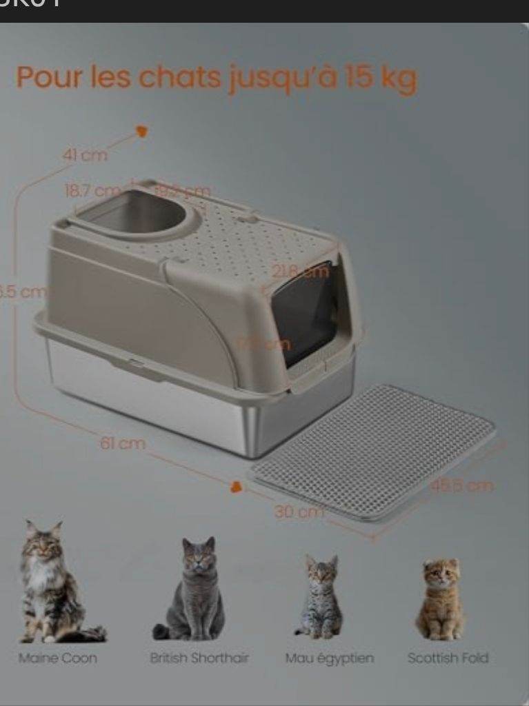 A new sill boxed flat packed  large cat little box the bottom half is stainless steel 