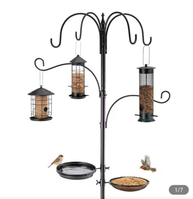New Garden Bird Feeding Station with Multiple Feeders and Water Dish