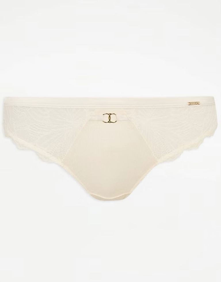 Entice Ivory Ribbed Lace Brazilian Knickers Size:20 Colour:Ivory