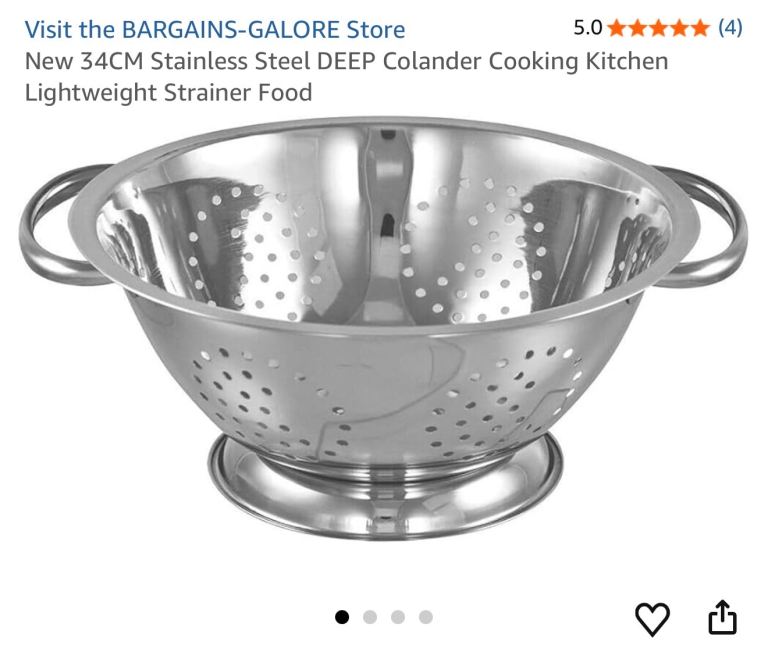Stainless Steel DEEP Colander Cooking Kitchen Lightweight Strainer Food 🥘 