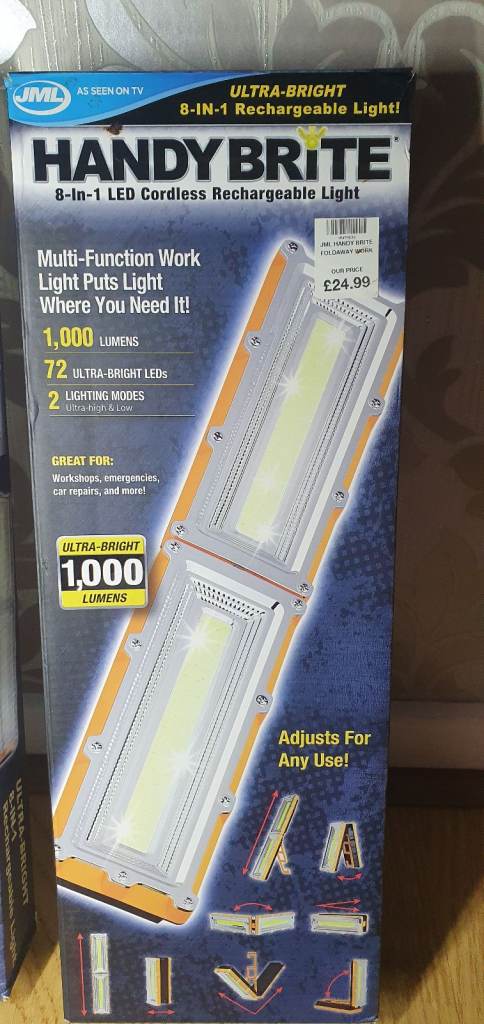 New JML Handy Brite Foldable 1000 Lumens Rechargeable Cordless LED Work Light