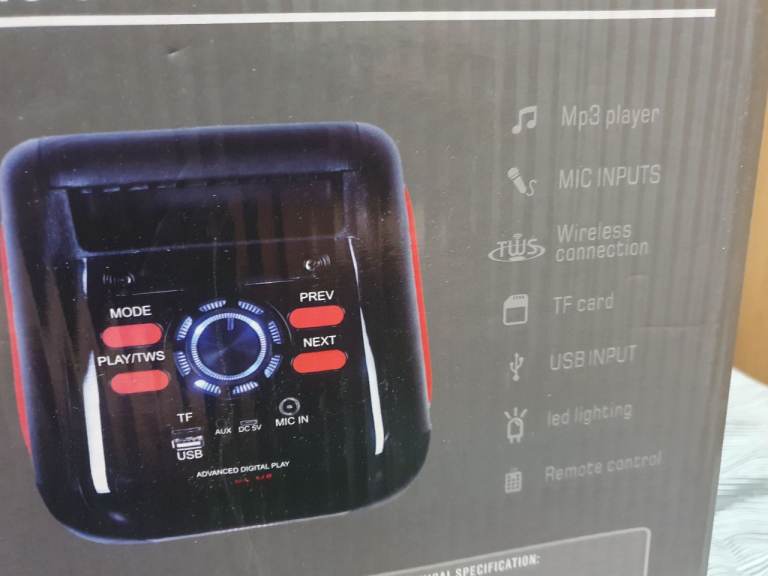 New Bluetooth Speaker Built in Battery, Mic, Remote Control boxed