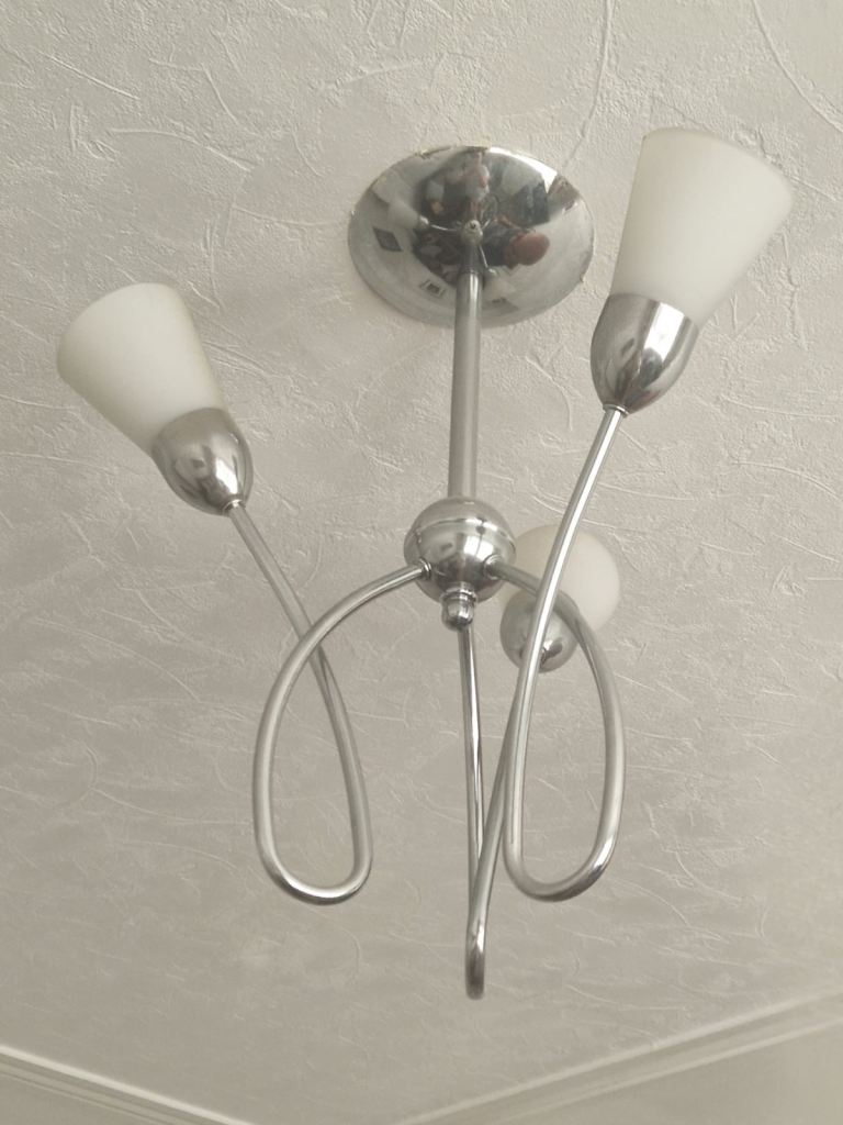 Modern Chrome Ceiling Light with 3 Frosted Glass Shades