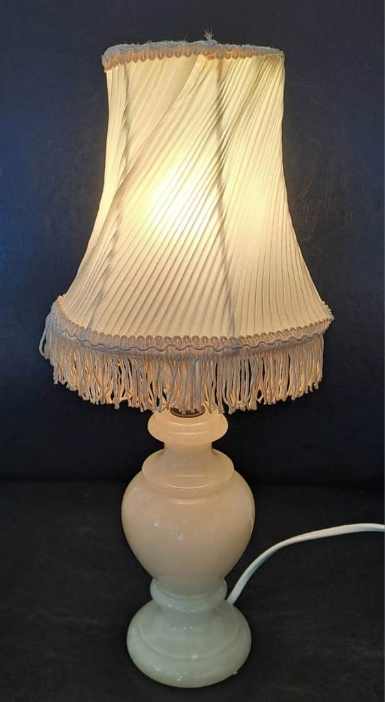 Vintage Cream Colour Onyx Lamp Base with Tasselled Shade