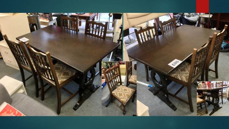 image for Solid Wood Table & 4 Chairs / L136cm x W75cm