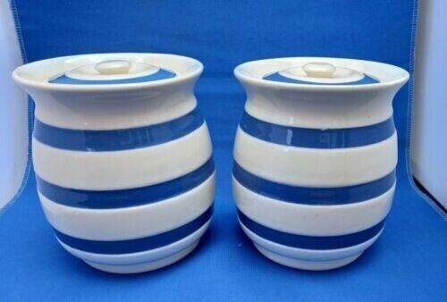 Vintage Blue & White Staffordshire Ironstone Chef Ware Lidded Storage Jar.