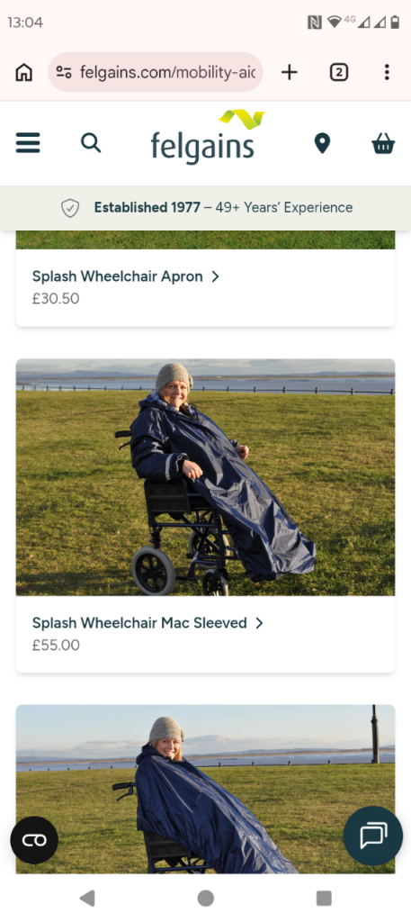 Splash Waterproof unisex Lined Wheelchair Mac, Large, very good quality