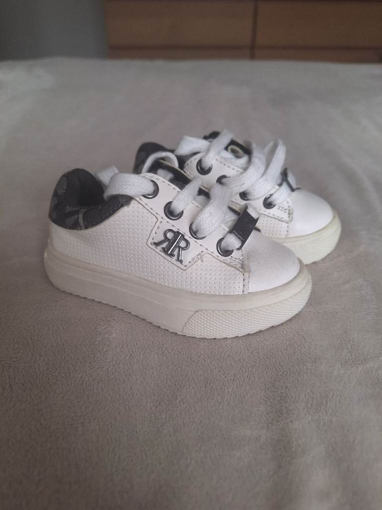 White Lace Up Trainers River Island Toddler UK Size C3 - New Without Tags 
