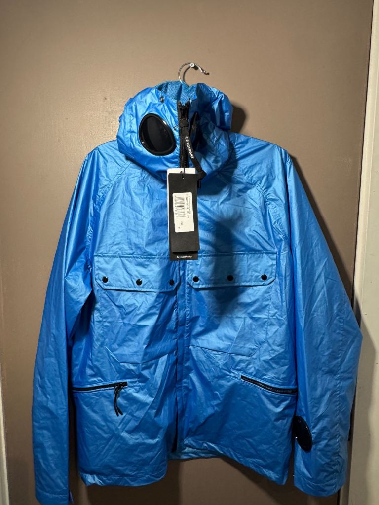 C.P. Company NYBER Goggle Jacket Blue Medium M Nylon Garment Dyed Lightweight