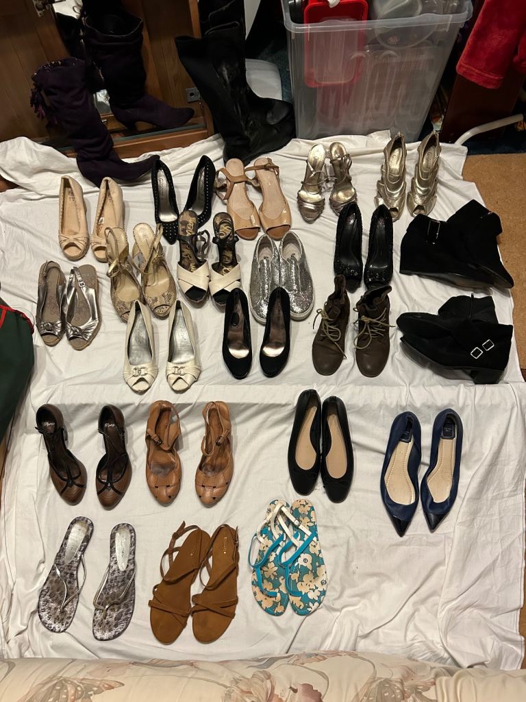 Job Lot Of Women’s Shoes x24 pairs ;High Heels , Trainers, Boots, Flats Etc ; Resale can separate 