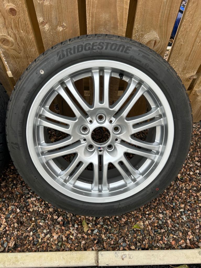 BMW E46 OEM M3 alloys wheels new Bridgestone tyres