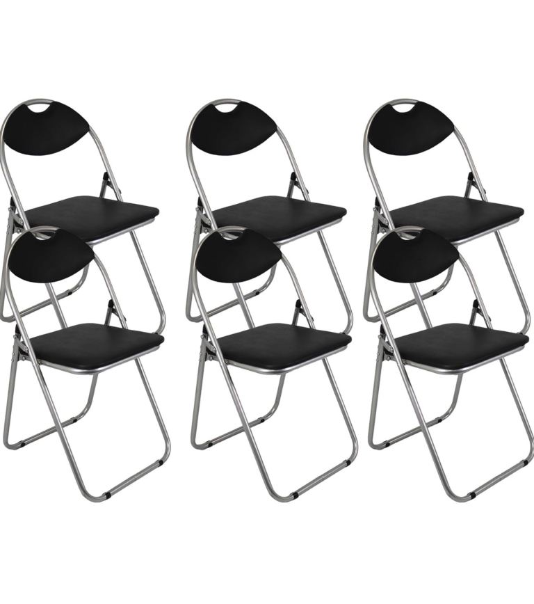 Set of 6 Black Folding Chairs – Brand New