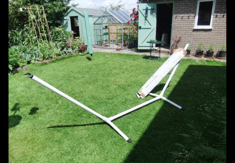 Hammock Stand unused, perfect for lounging in this sunny weather