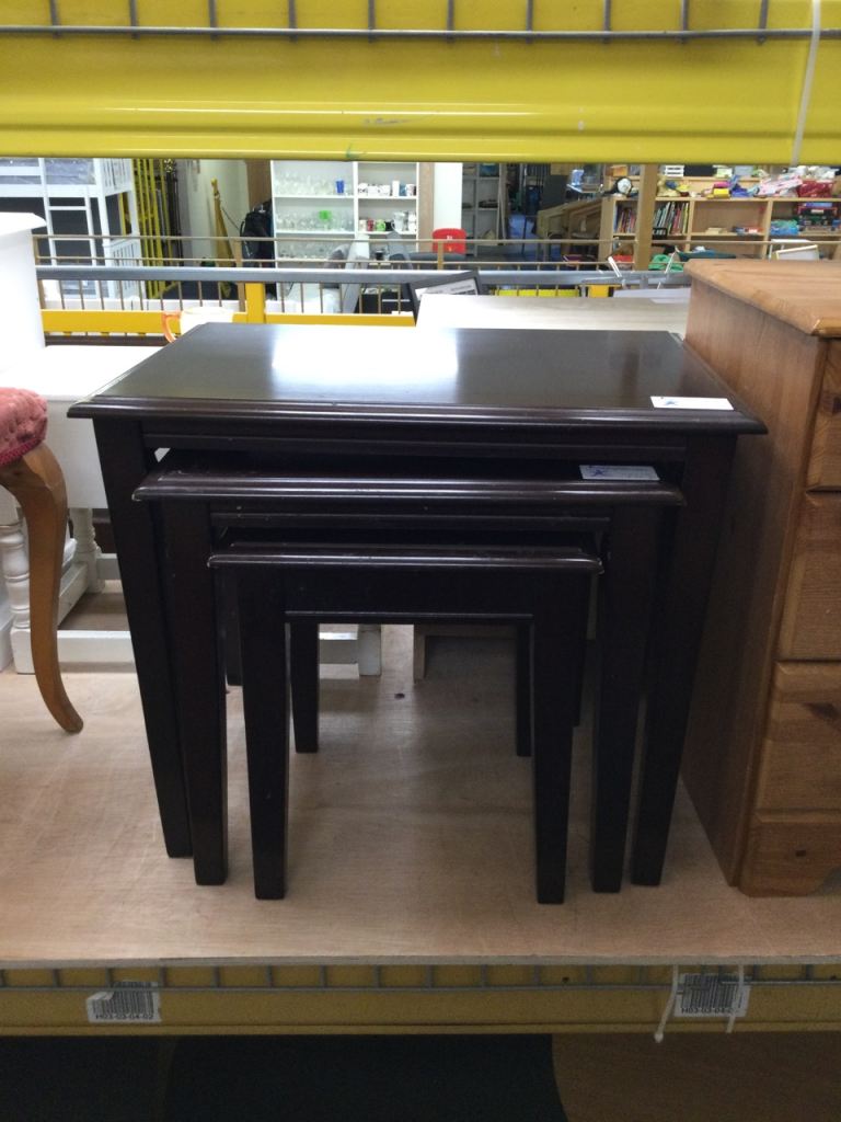 Dark Wood Nest of 3 Tables TCL Reuse 110228
