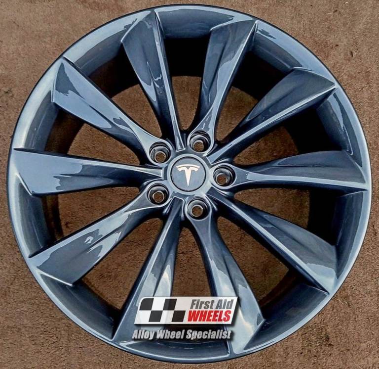 TESLA MODEL S 1x 21'' GENUINE TURBINE SONIC CARBON GREY 8.5J ALLOY WHEEL S577GF
