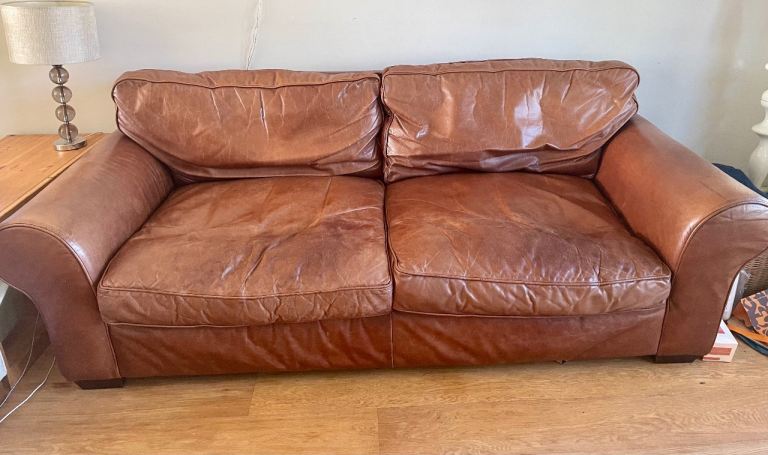 Laura Ashley 3 seater leather sofa