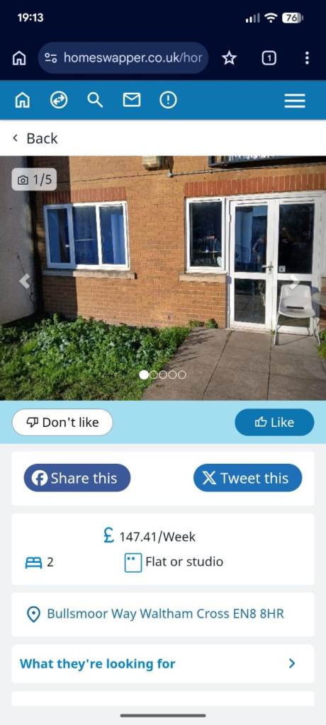 2 bed ground floor flat to swap 