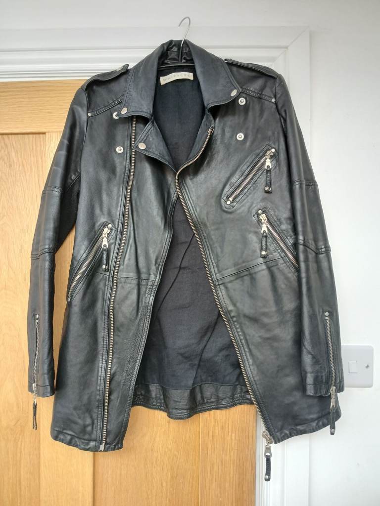 Whistles Belted Agnes Biker Jacket S UK 8 10 Black Leather New RRP £349