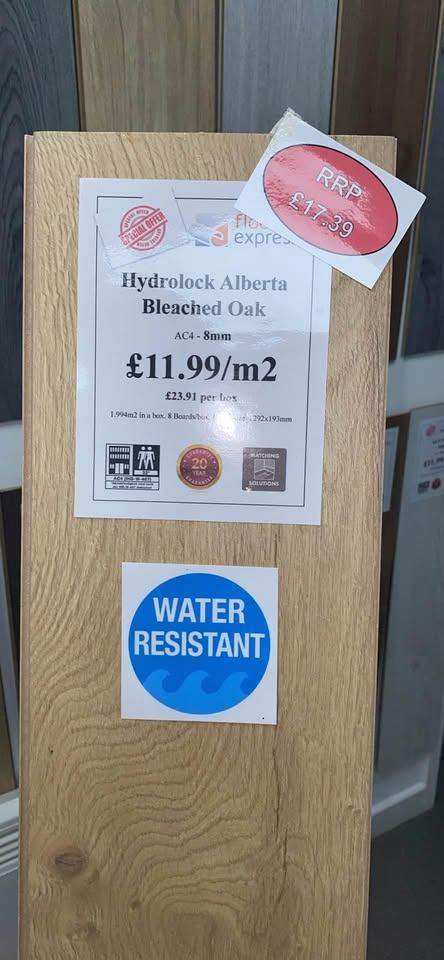 image for Hydrolock Alberta Bleached Oak 8mm AC4 Laminate Flooring