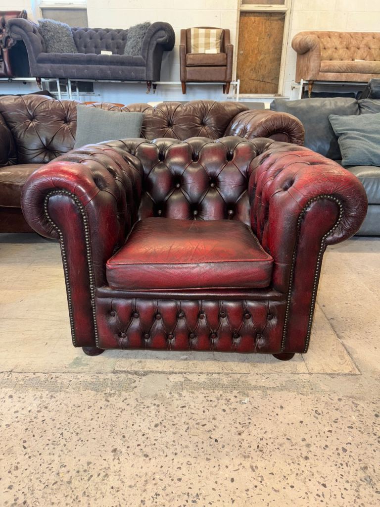 Chesterfield oxblood real leather club chair