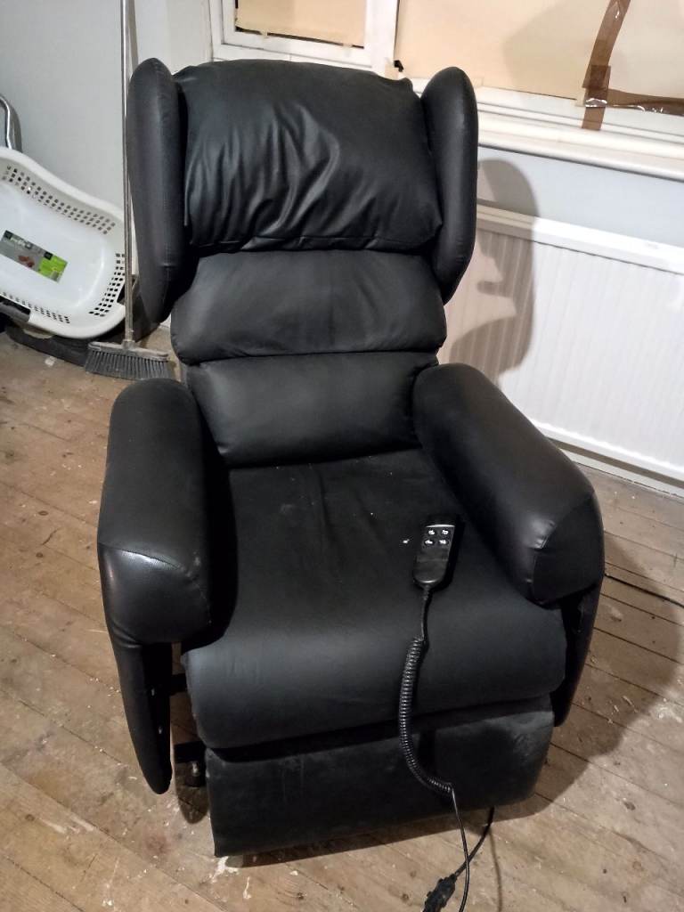 black leather electric riser recliner chair