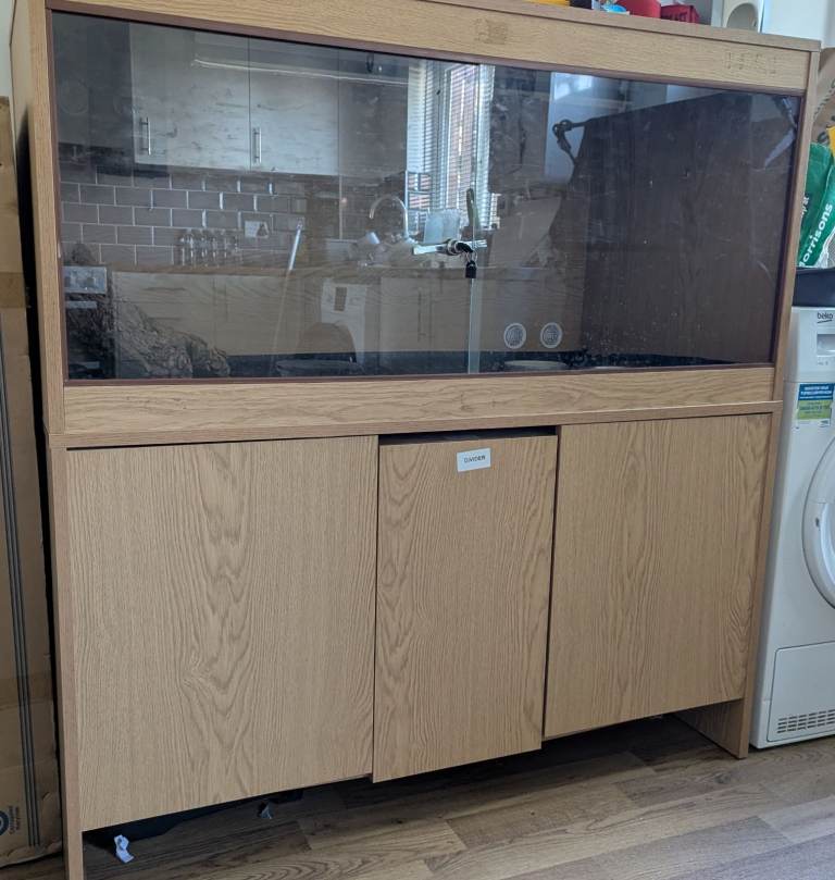 4ft Complete Reptile Vivarium Setup with Matching Base Cabinet (Oak Effect)