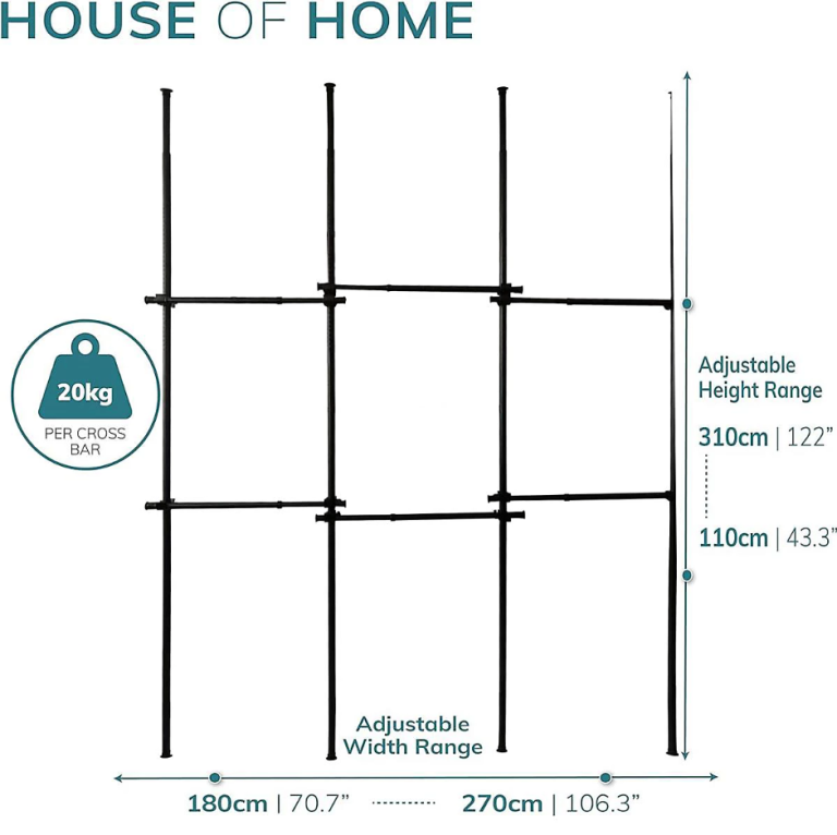 House of Home Triple Telescopic Clothes Rail