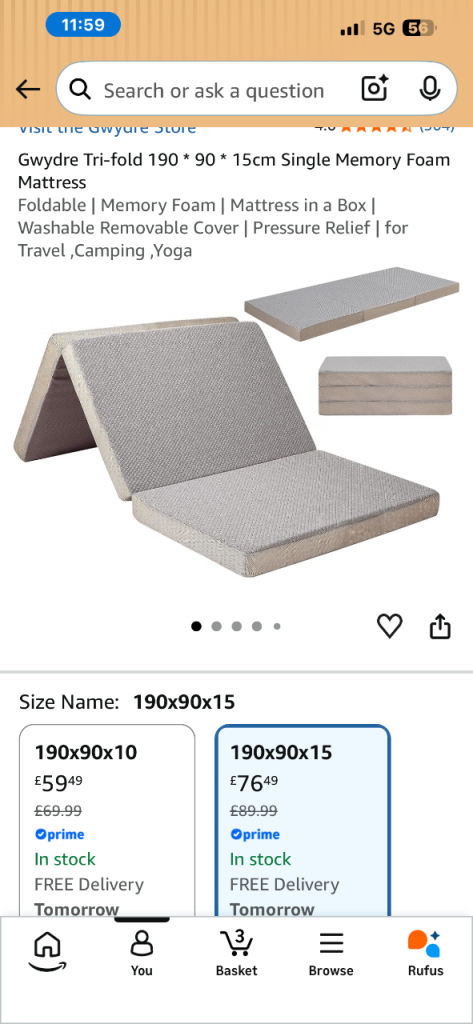OFFERS WELCOME Folding memory foam mattress