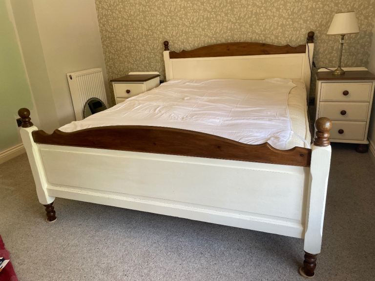 King size Wooden Bed Frame with Bedside Tables