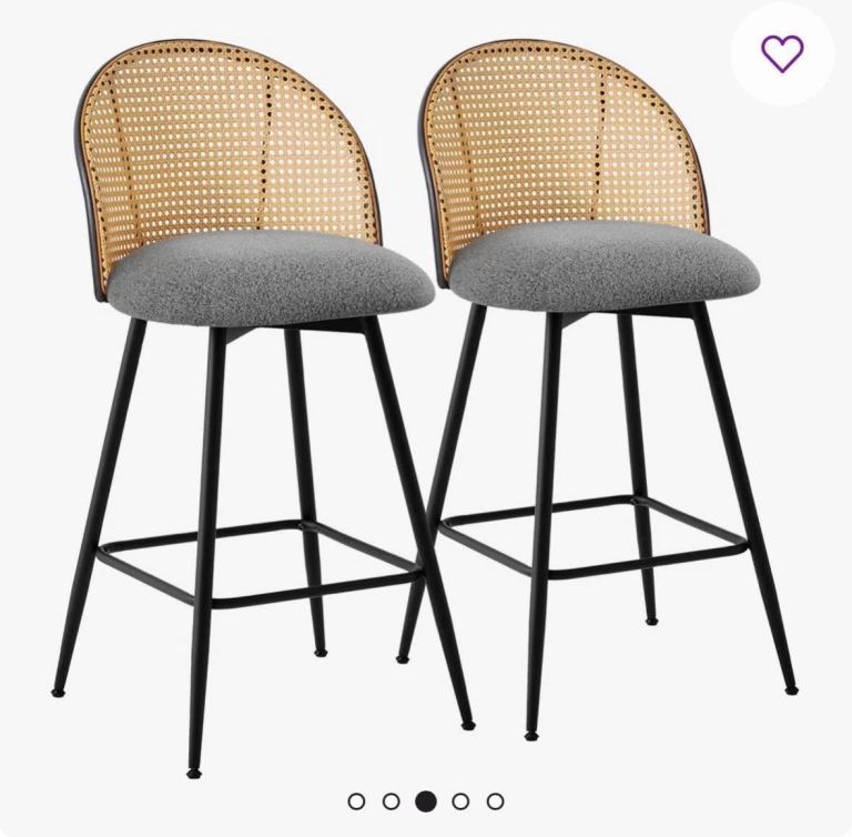 4 x New Swivel Grey Upholstered Bar Stools, Unassembled