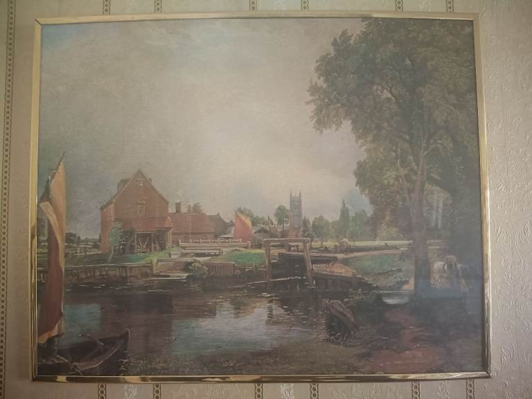 "Dedham Lock and Mill" by John Constable c.1820 modern framed print 52 x 42cm