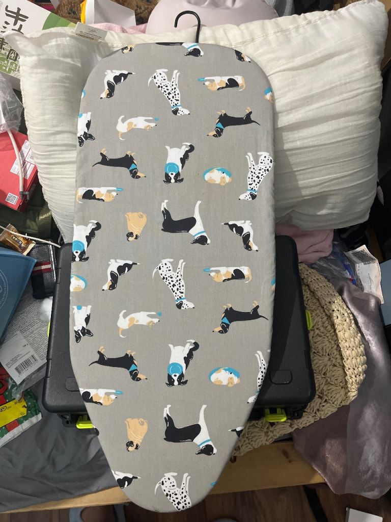 Cute Grey Dog Print Ironing Board Cover - Fabric, Good Condition