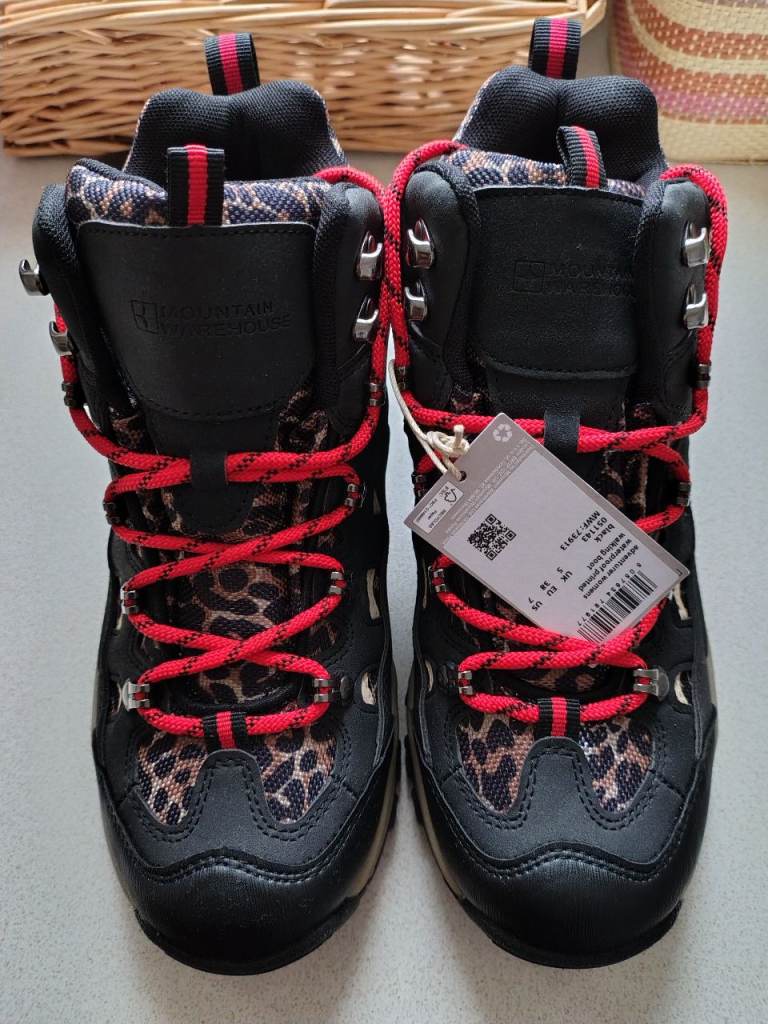 Mountain Warehouse Adventurer Hiking Boots - Black Leopard Print, New with Tags