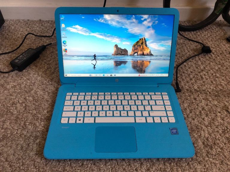 HP Stream Laptop 14-ax0XX With Windows 10 In Light Blue Colour.