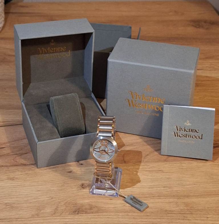 Vivienne Westwood Clerkenwell Ladies Silver Rose Gold Watch VV222GRTT