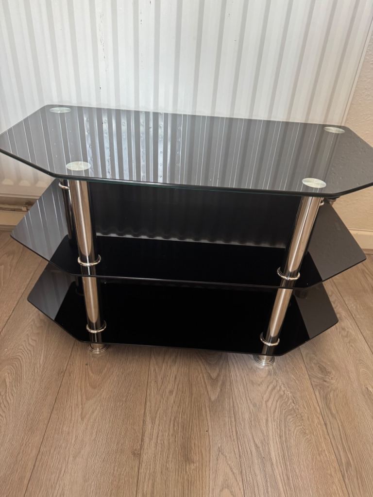Black Glass TV Stand – Good Condition